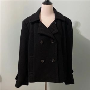 Victor Alfaro short black sparkly peacoat